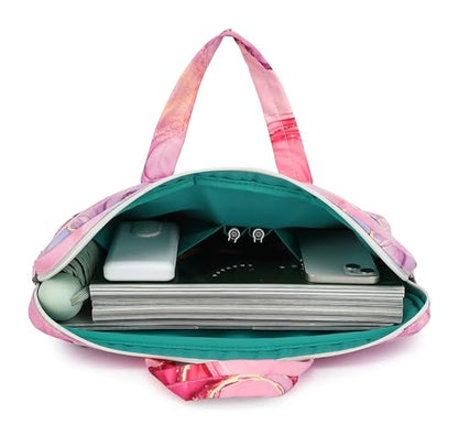 Muti-Pockets Laptop Case Bag,Rebound Bubble Cushioned Laptop Briefcase Shoulder Bag Fits 15.6 inch-16 inch Laptop(Pink Marble) - color: Pink Marble(muti-pockets)