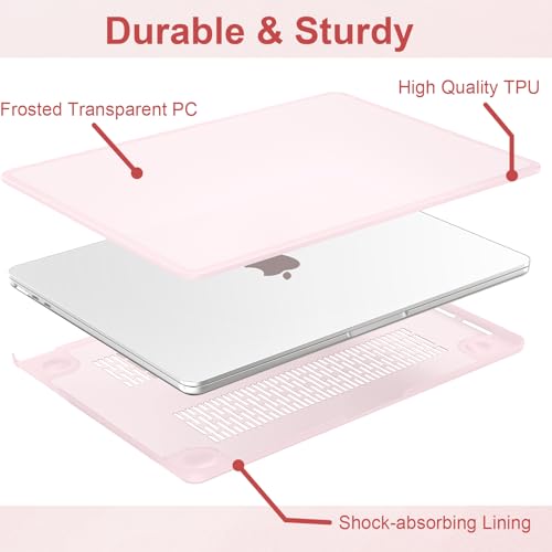 AKIT Compatible with MacBook Air 13 Inch Case M5 2026 2025-2022 M4 M3 M2 A3449 A3240 A3449 A3113 A2681, [Anti-Cracking] Hard Shell Case&Keyboard Cover&Screen Protector for MacBook Air 13.6 Inch, Pink - color: Pink