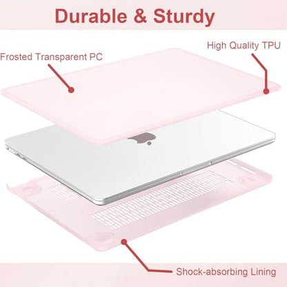 AKIT Compatible with MacBook Air 13 Inch Case M5 2026 2025-2022 M4 M3 M2 A3449 A3240 A3449 A3113 A2681, [Anti-Cracking] Hard Shell Case&Keyboard Cover&Screen Protector for MacBook Air 13.6 Inch, Pink - color: Pink