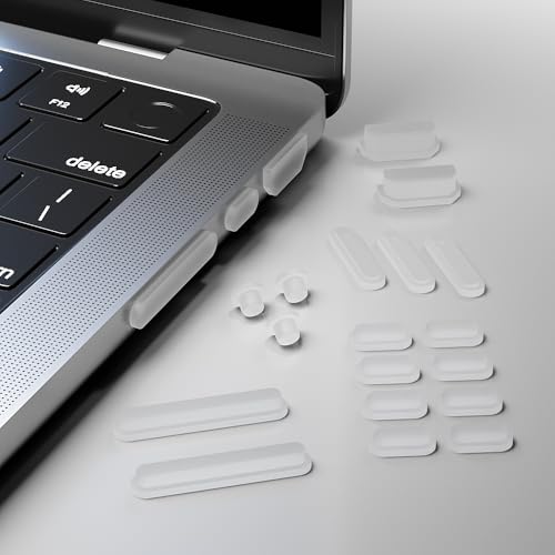 ProElife 21-Pcs Anti Dust Dirt Plug for MacBook Pro 14 16 M5 M4, Clear | Protective Laptop Silicone Anti Dirt Protective Cover, Durable & Reusable, Custom Fit Design, Easy to Apply and Clean - color: White