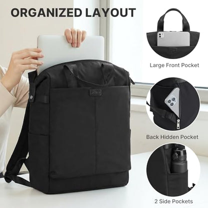 G4Free Protective 16" Laptop Backpack, Large Work Bag for Men Women, Slim Casual Backpacks for Travel, College, Business, Black - color: Black
