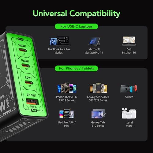 Multi-Functional Multi-Device Synchronous Charging Kit is Suitable for Computers and Mobile Phones and Includes a Fast Charging Plug and a 240W 4 in 1 Fast Charging Cable (2-Pack)