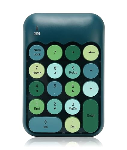 Estink 2.4Ghz Numeric Keypad, 18 Keys Mini Numeric Keypad, Vintage Color Keyboard and Round Keycaps, with USB Receiver for PC, Desktop and Laptop (Dark Green Color) - color: Dark Green Color