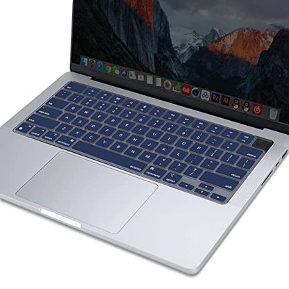 MOSISO Keyboard Cover Skin Compatible with MacBook Air 15 inch M3 M2 | A3114 A2941/Air 13.6 A3113 A2681/Pro 14/16 M4 M3 M2 M1, Navy Blue - color: Navy Blue