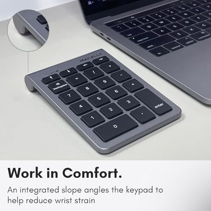 Macally Bluetooth Number Pad for Laptop - Wireless Numeric Keypad - 22 Key Numeric Keypad for Data Entry, Numpad Compatible with MacBook, iPad, iPhone, iOS, Laptop, PC, Android - color: Gray