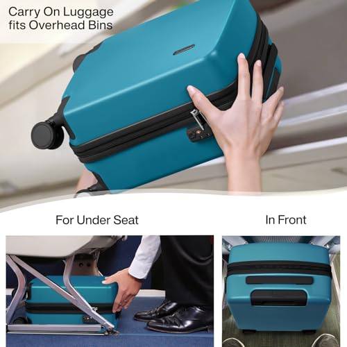 Hanke 16 Inch Underseat Small Carry On Luggage, Hard Shell with TSA Lock | PC Hard Shell, 14" Padded Laptop Pocket, Multi-Compartment, 8 Spinner Wheels, Lightweight, Short Trip - color: Caribbean Blue, size: 16 Inch