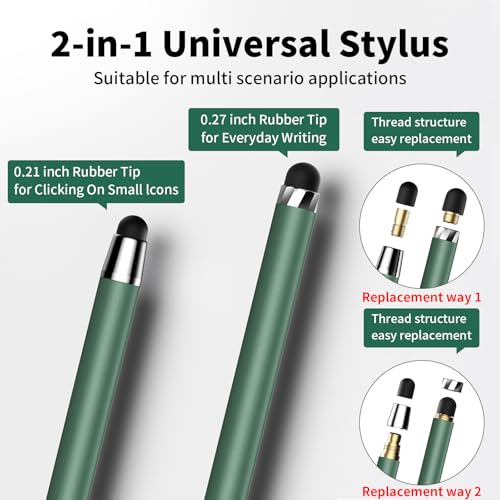Stylus Pen for Touchscreen(5 pcs) 2-in-1 Stylus Pen for iPad | High Sensitivity Precision Suitable for Touch Screens of iPhone/ipad/Android Tablet(Black/White/Gray/Gold/Dark Green) - color: Black/White/Gray/Gold/Dark Green