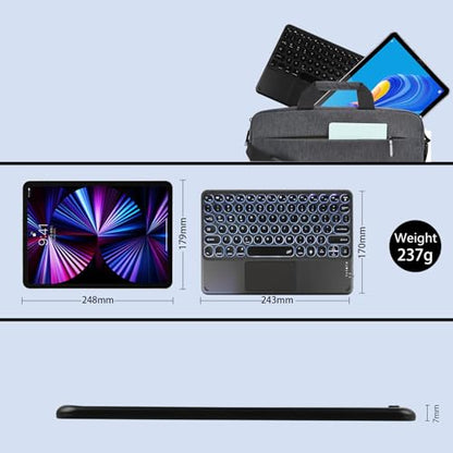 Bluetooth Keyboard with Touchpad, 10 inch Ultra Silm 7 Colors RGB Backlit Wireless Keyboard Universal Rechargeable Portable Keypad with Trackpad for iPad iOS Android Windows Laptops PC(Black) - color: black