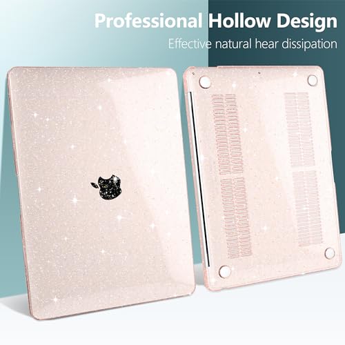 DONGKE for MacBook Air 13 inch Case 2021-2018 Release A2337 M1 A2179 A1932, Bling Plastic Hard Shell Case & Keyboard Cover Only Compatible with MacBook Air 13 inch Retina Fits Touch ID, Starlight - color: Sparkly Starlight
