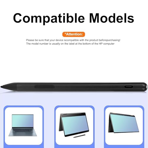 Active Pen, Stylus Pen for Touchscreen Laptop with 4096 Pressure Levels, Rechargeable Digital for Drawing and Writing with Palm Rejection (Black) - color: Black