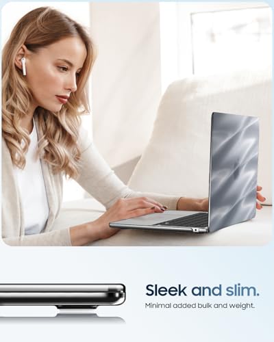 Fintie Case for MacBook Air 13.6 A3449/A3240/A3113/A2681, Satin Silver | 2022-2026, M2/M3/M4/M5, Snap-On Shell Cover, Full Port Access, Easy On/Off, Lightweight - color: Satin Silver