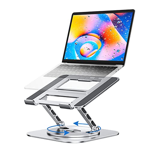 MCHOSE Laptop Stand with 360° Rotating Base, Foldable Adjustable Computer Holder, Ergonomic Design Compatible with MacBook Air Pro, Dell XPS, HP, Lenovo More 10-17" (A-Silver) - color: A-Silver
