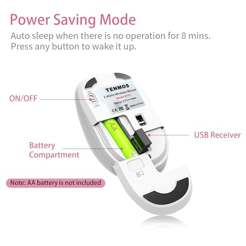 TENMOS M101 Wireless Mouse Cute Silent Computer Mice with USB Receiver, 2.4G Optical Wireless Travel Mouse 1600 DPI for Laptop, Notebook, PC, Computer (Butterfly) - color: butterfly