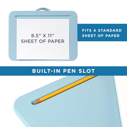LAPGEAR Compact Lap Desk – Sky Blue, Fits 14" Laptops | Microbead Cushion, Built-In Pencil Slot, Carry Handle, Fits Standard Letter-Size Paper (8.5" × 11") - color: Sky Blue, size: 14″ Laptop (Compact)