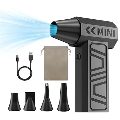 Mini Handheld Blower Hand held Mini Turbo Fan Rechargeable Air Duster Electric Compressed Air Duster Snow Blower Cordless 105000 RPM 4-Gear Adjustable for Car/BBQ/Keyboard/Home/Outdoor