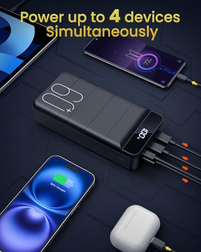 Portable Charger Power Bank 60000mAh 22.5W USB C Fast Charging Battery Bank with 4 Outputs & 3 Inputs LED Display Huge Capacity External Battery Bank LED Display for iphone, Samsung, Google etc