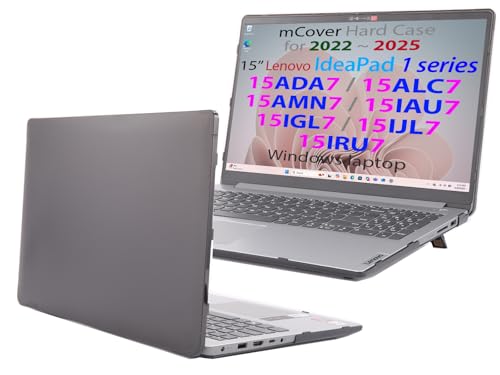 mCover Case Compatible ONLY for 2022-2024 15" Lenovo IdeaPad 1 Series (15ADA7 / 15AMN7 / 15ALC7 / 15IAU7 / 15IGL7 / 15IJL7 / 15IRU7) Windows Laptops (NOT Fitting Any Other Models)- Black - color: Black