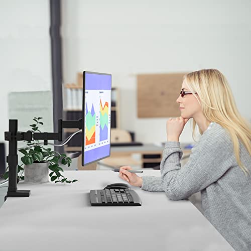 WALI Single Monitor Arm Mount for 17 to 32" Monitors, Full Motion Steel Monitor Pole Mount Bracket with Removable VESA Plate 75mm and 100mm, Vesa Mount for Outdoor, Gazebo, RVs (011ARM), Black - size: Up to 17.6