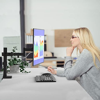 WALI Single Monitor Arm Mount for 17 to 32" Monitors, Full Motion Steel Monitor Pole Mount Bracket with Removable VESA Plate 75mm and 100mm, Vesa Mount for Outdoor, Gazebo, RVs (011ARM), Black - size: Up to 17.6
