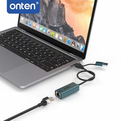 Onten USB-A and USB-C to Ethernet Adapter,Driver Free RJ45 to USB C or USB A, Gigabit Ethernet LAN Network Adapter for Windows,Mac OS, iOS and More