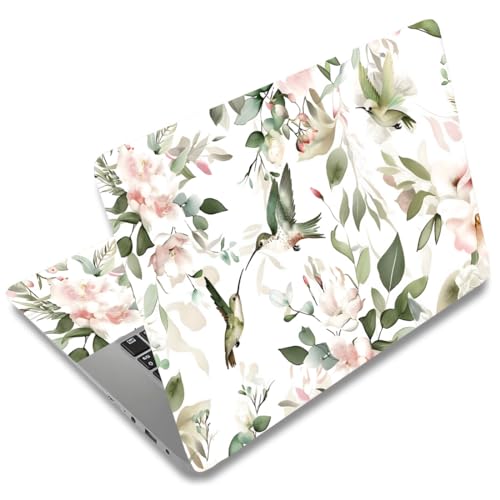 SUPERDANT 3-Pack Laptop Sticker 15.6 14 12 Inch Laptop Skin Notebook Decal Iron-On Transfer Ready PVC Protector Scratch-Proof Water-Proof Reusable Flowers and Birds Design Colorful - style: Flowers And Birds