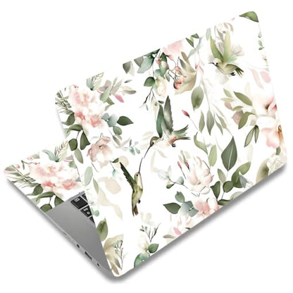 SUPERDANT 3-Pack Laptop Sticker 15.6 14 12 Inch Laptop Skin Notebook Decal Iron-On Transfer Ready PVC Protector Scratch-Proof Water-Proof Reusable Flowers and Birds Design Colorful - style: Flowers And Birds