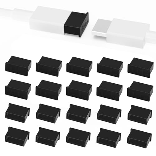 20PCS Plastic HDMI Male Port Anti Dust Dustproof Cover Cap Plug Protector Compatible with Computer Laptop TV (Black) - color: Black