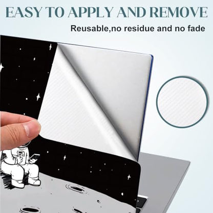 SUPERDANT Laptop Skin Sticker Lunar Astronaut Laptop Decals Personalized Universal Notebook Computer Wrap Vinyl Skin Stickers Cover Art Decal Removable 12-15.6 Inch Waterproof Gifts Black White