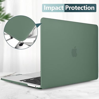 for MacBook Pro 13 inch Case 2023 2022 2021 2020 Release Model: A2338 M2/M1 A2289 A2251 with Touch Bar & Touch ID, Frosted Matte Plastic Hard Shell Case & Keyboard Cover, Midnight Green - color: Midnight Green 2