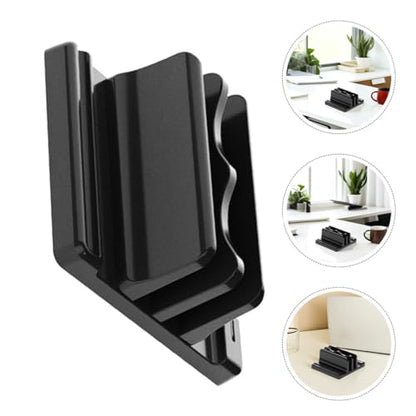 NOLITOY Vertical Laptop and Book Stand Desktop Organizer Rack with Dual Slots Black Space-Saving Holder for Office Reading and Document Display