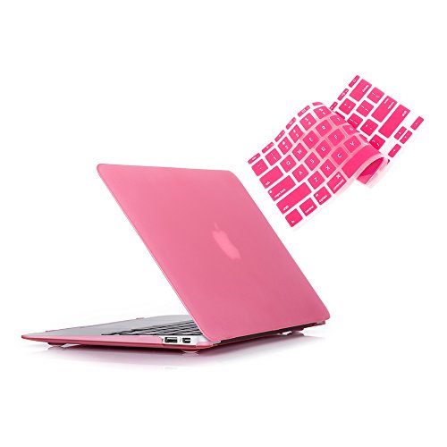 RUBAN Case Compatible with MacBook Air 13 Inch (Models: A1369 & A1466, Older Version 2010-2017 Release), Slim Snap On Hard Shell Protective Cover and Keyboard Cover, Pink - color: Pink