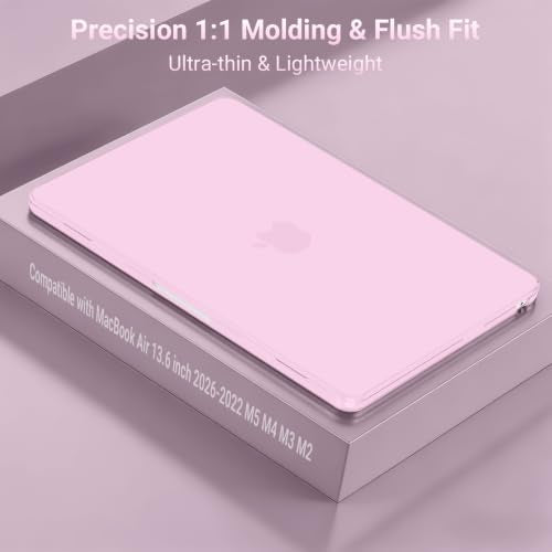 MOSISO Compatible with MacBook Air 13 inch Case M5 2026 M4 M3 M2 2025-2022 | A3449 A3240 A3113 A2681, Hard Shell&Keyboard Cover&Screen Film&Pouch for MacBook Air 13.6 inch Case, Dusty Pink - color: Dusty Pink