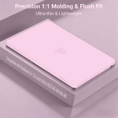 MOSISO Compatible with MacBook Air 13 inch Case M5 2026 M4 M3 M2 2025-2022 | A3449 A3240 A3113 A2681, Hard Shell&Keyboard Cover&Screen Film&Pouch for MacBook Air 13.6 inch Case, Dusty Pink - color: Dusty Pink
