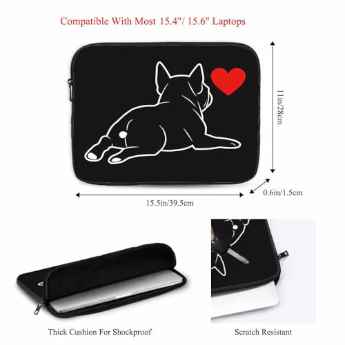 Laptop Sleeve Bag 15.4 15.6 Inch,Cute French Bulldog Funny Dog Pet Animal Heart Black Protective Polyester Computer Cases Laptop Cover Briefcase Bag Tablet Travel Cover - color: LPS-020