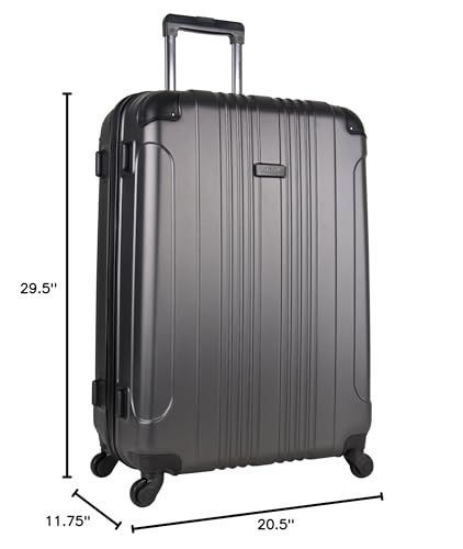 Kenneth Cole REACTION Out of Bounds Lightweight Hardshell 4-Wheel Spinner Luggage, Charcoal, 28-Inch Checked - color: Charcoal, size: 28-Inch Checked