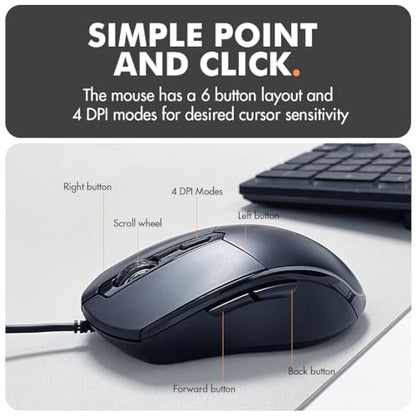 X9 Wired Keyboard and Mouse Combo - Large Print Backlit Keyboard and Mouse for Elderly, Low Vision, Visually Impaired - 7 LED Light Up Color, Lighted Large Letters for Laptop PC Computer USB