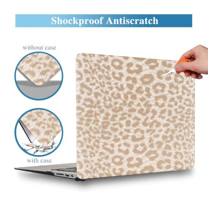 Leopard Case for MacBook Air 13 inch 2026-2022 M5/M4/M3/M2 Logo Cutout | Glitter Cheetah Print PU Leather Hardshell Case & Keyboard Cover for Mac Air 13.6 inch A3449 A3240 A3113 A2681, Brown - color: 01 Brown Leopard Print