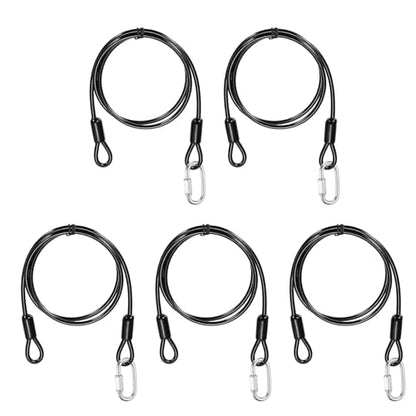 PATIKIL Security Cable Lock (3/16" Dia 3.3ft, Black)(5 Set) Vinyl Coated 304 Stainless Steel Double Loop Flexible Wire Rope Safety Cable with Quick Links Locking Connectors - color: Black, size: 3/16" x 3.3ft