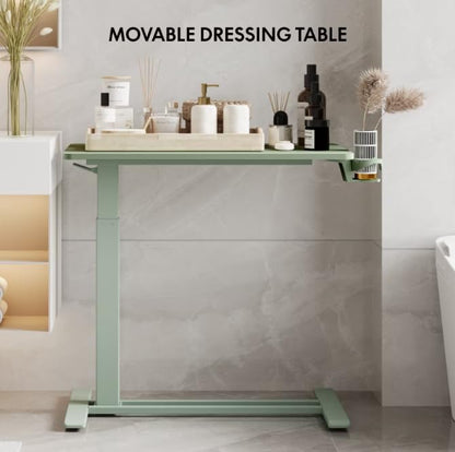 FLEXISPOT H7 28" Pneumatic Height-Adjustable Overbed Table with Wheels | C-shaped bedside table TV Tray,Medical End Side Table,Laptop desk for sofa and home office use,27.6"W x 15.7"D,Mint Green - color: Mint Green, size: Small