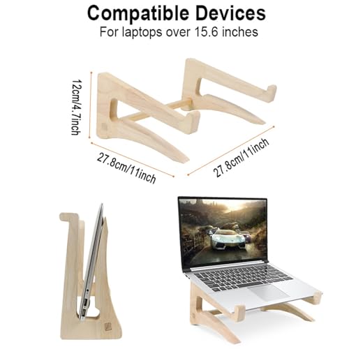 UI U & I Laptop Stand Riser, Portable and Adjustable Stand, for Notebook up to 13-17 Inch, Wood - size: big