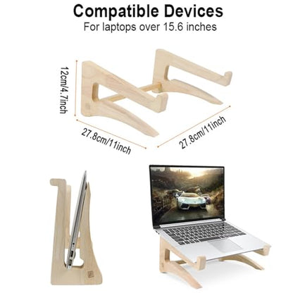 UI U & I Laptop Stand Riser, Portable and Adjustable Stand, for Notebook up to 13-17 Inch, Wood - size: big