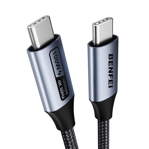 BENFEI USB C to USB C Monitor Cable(4K@120Hz), 100W PD Fast Charge, 10Gbps Data Transfer, 3ft Tangle-Free Silicone USB-C Cable [Aluminum Shell, Woven Design]