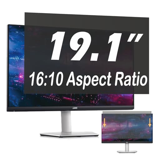 19.1 Inch Privacy Screen for Computer Monitor, 16:10 Anti-Spy Filter for Laptop & PC Display, Blue Light Blocking Anti-Glare Reversible Protector Film, Easy Slide-Mount Installation (19.1 Inch Widescreen(16:10)) - size: 19.1 Inch (16:10)