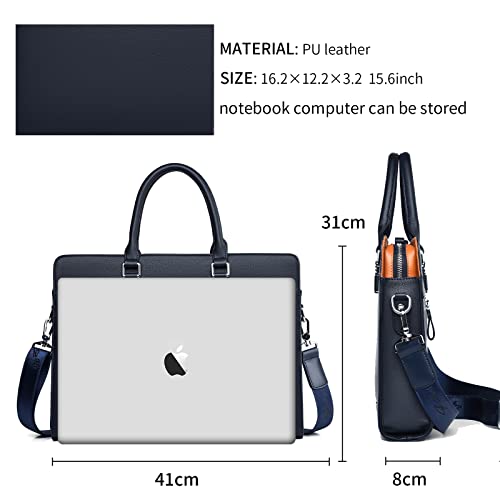 FSD.WG]Business Bag Leather Briefcase Shoulder Laptop Business Bag for Men - color: Blue(xl)