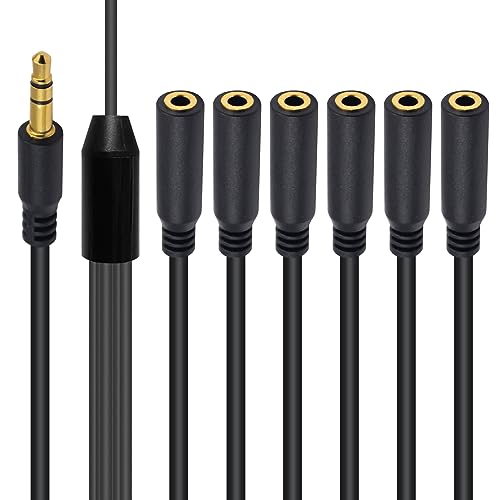 Poyiccot 3.5mm Headphone Splitter, 3.5mm Aux Splitter Cable, 1 to 6 Ways 1/8inch TRS Male to Female Stereo Extension Cable for Earphone Headset Speakers 1.5ft - size: 3.5mm TRS Cable 1.5ft