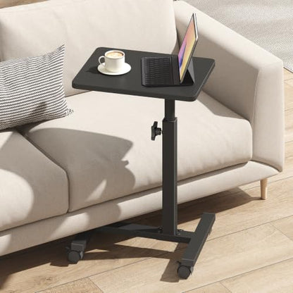 TUTOTAK C Table End Table Adjustable Height, TV Tray Table for Small Spaces | 360°Swivel casters, Slide Under Couch Side Table, Sofa Bedside Table for Living Room, Bedroom, Black TB01BK099 - color: Black