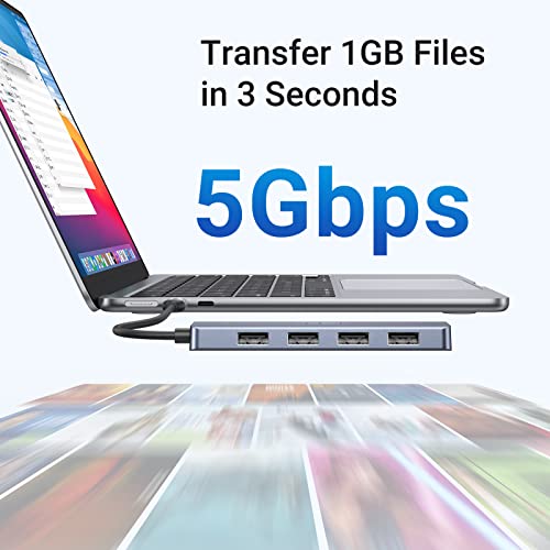 UGREEN USB C to USB A Hub, 4xUSB 3.0 Ports, 5Gbps Data Transfer,0.5ft Cable | USB-C 5V/2A Power Port for Laptop, MacBook Pro/Air, Mac Mini M4, iMac, iPad Pro, Chromebook, Dell XPS, Galaxy S23, and More - size: 0.5 FT