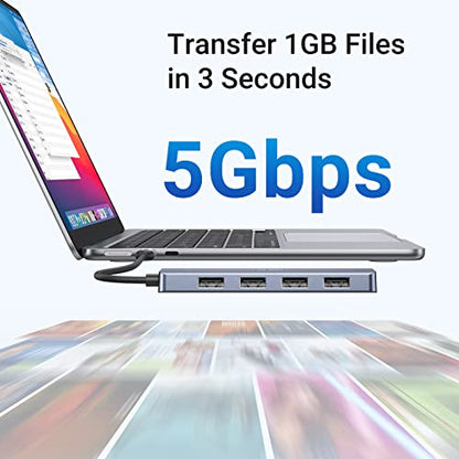 UGREEN USB C to USB A Hub, 4xUSB 3.0 Ports, 5Gbps Data Transfer,0.5ft Cable | USB-C 5V/2A Power Port for Laptop, MacBook Pro/Air, Mac Mini M4, iMac, iPad Pro, Chromebook, Dell XPS, Galaxy S23, and More - size: 0.5 FT