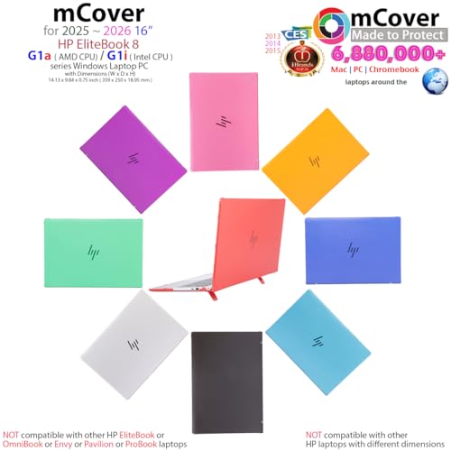 mCover Case Only Compatible for 2025～2026 16" HP EliteBook 8 G1a (AMD) | G1i (Intel) 16 inch Windows Notebook AI PC (Not for Other HP Models)- Black - color: Black