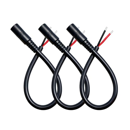 0.8ft 3pcs 5.5x2.1mm Female 14AWG DC Pigtail Power Cord for CCTV Security Camera Outdoor Power Supply Convenient Solar Charging Board DC Power Repair Cable - size: 5521 Female